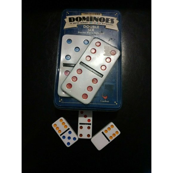 Cardinal Double 12 Color Dot Dominoes in Collectors Tin 47754512007